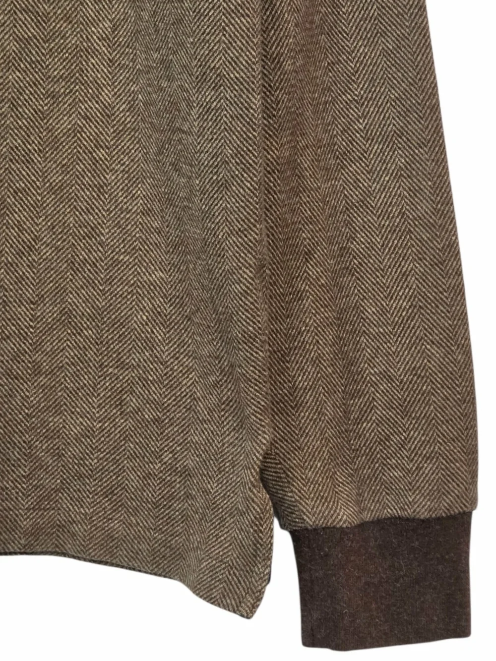 Polo Golf Ralph Lauren Men’s S Brown Herringbone Alpaca Blend 1/4 Zip